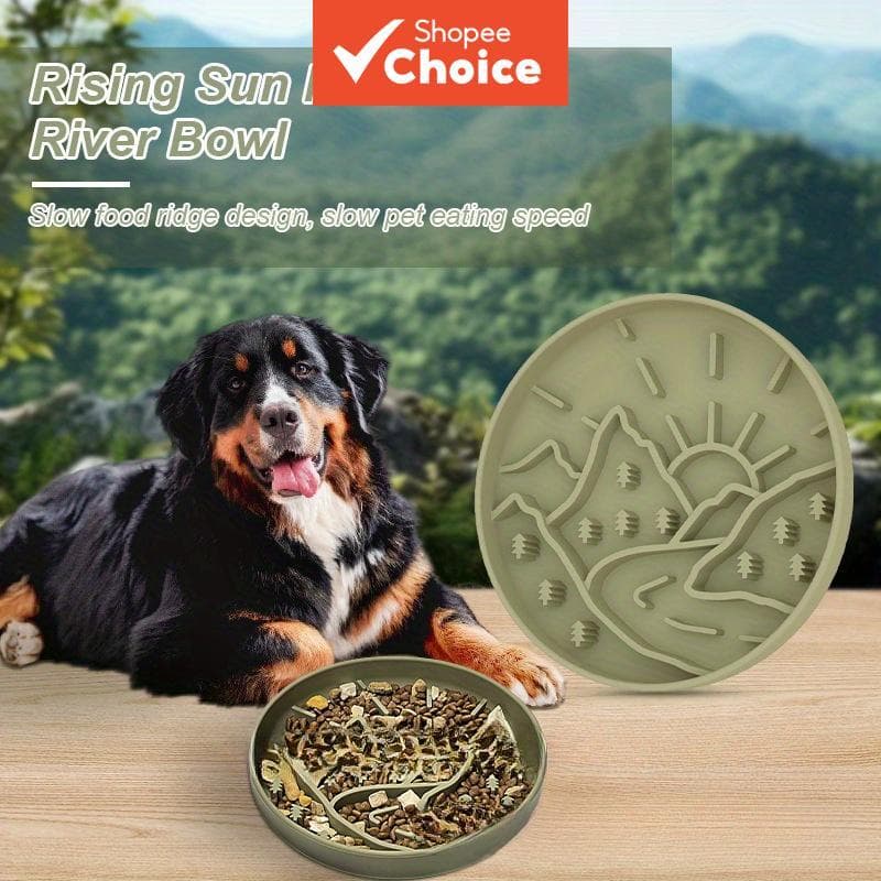 1 unidade de tigela anti-asfixia para cães, comedouro de silicone para ração de cães, alimentador lento de silicone para