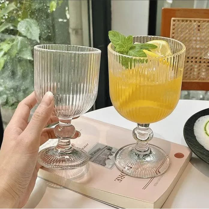 Jogo 6 Taças Versalhes Caneladas 390ml Para Água E Bebidas
