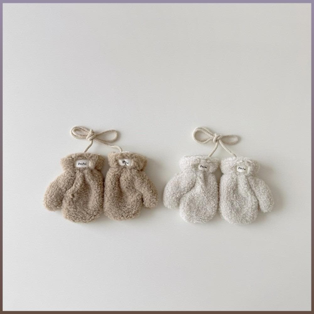 ROWANBABY 1 Par De Luvas Infantis , Alça De Pescoço De Veludo De Cordeiro Espessada , De Inverno , Forradas De Lã
