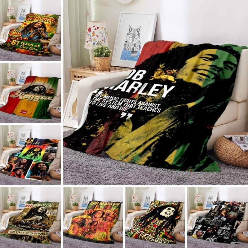 Bob Marley Cobertor Personalizado De Flanela Macia , Leve , Sem Derramamento , Presente Para Carro De Piquenique