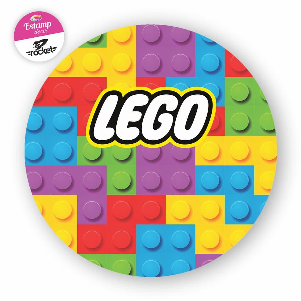 Painel Lego Clorido Redondo Helanca Premium 130x130 C/ elástico