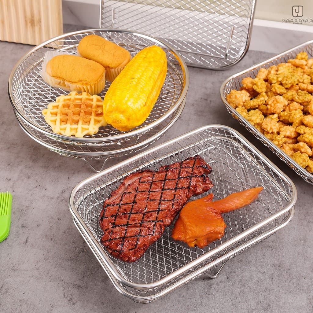 Rack De Fritadeira De Ar De Aço Inoxidável-Cesta De Grelha Empilhável Para Forno A Vapor