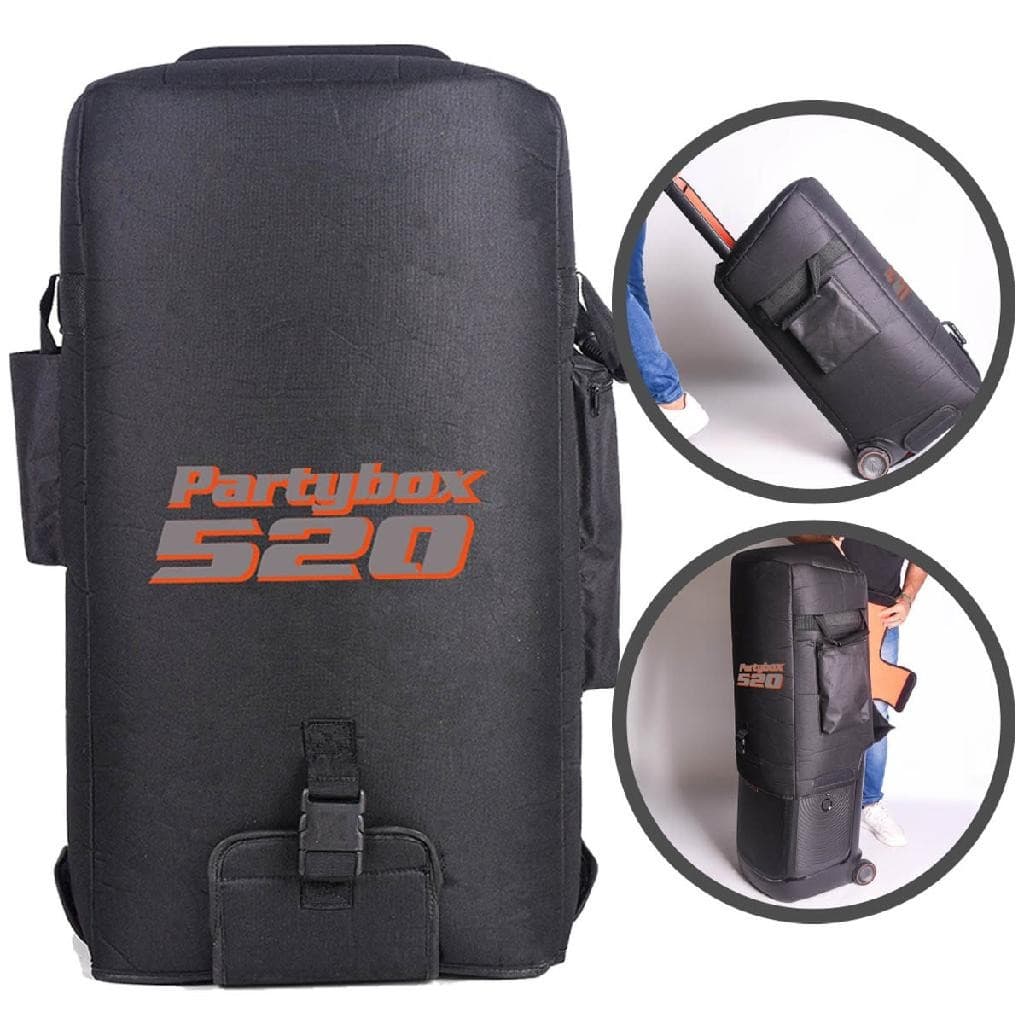 Case Bolsa Bag Capa Compatível Com Nova Caixa Jbl PartyBox 520 Acolchoada Com Bolsos Premium