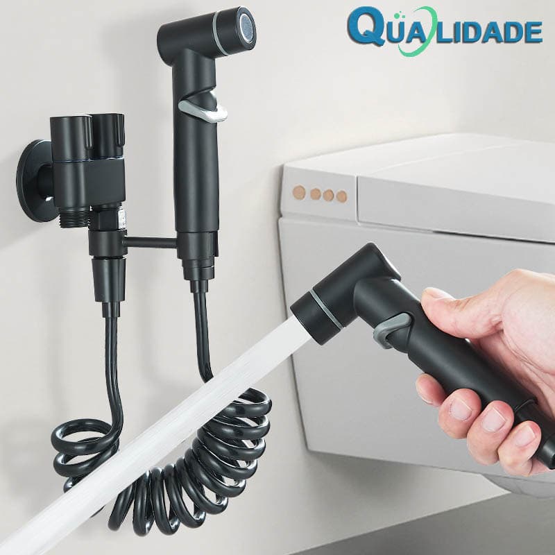 KIT Banheiro Ducha Higiênica Duas Saídas De 1/2 Mm Com Registro Conjunto De Pulverizador