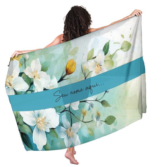 Canga Saida de Praia com nome personalizado 90x140cm