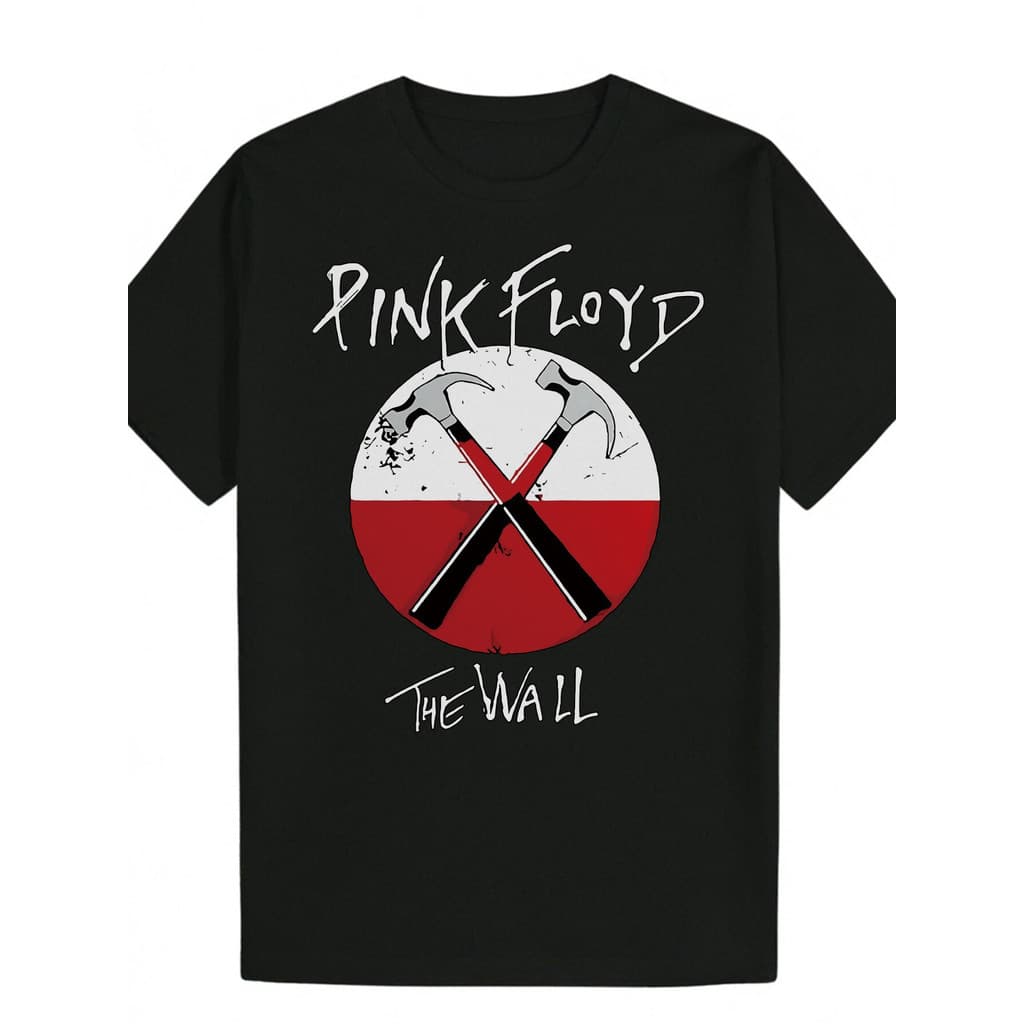 Camiseta Masculina "The Wall" Pink Floyd Design Vermelho Branco Estampada Confortável Estilosa Moderna Música Rock