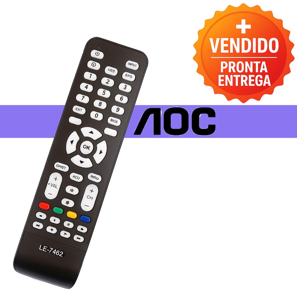 Controle Remoto Compatível TV AOC LCD Fácil Uso Alta Sensibilidade