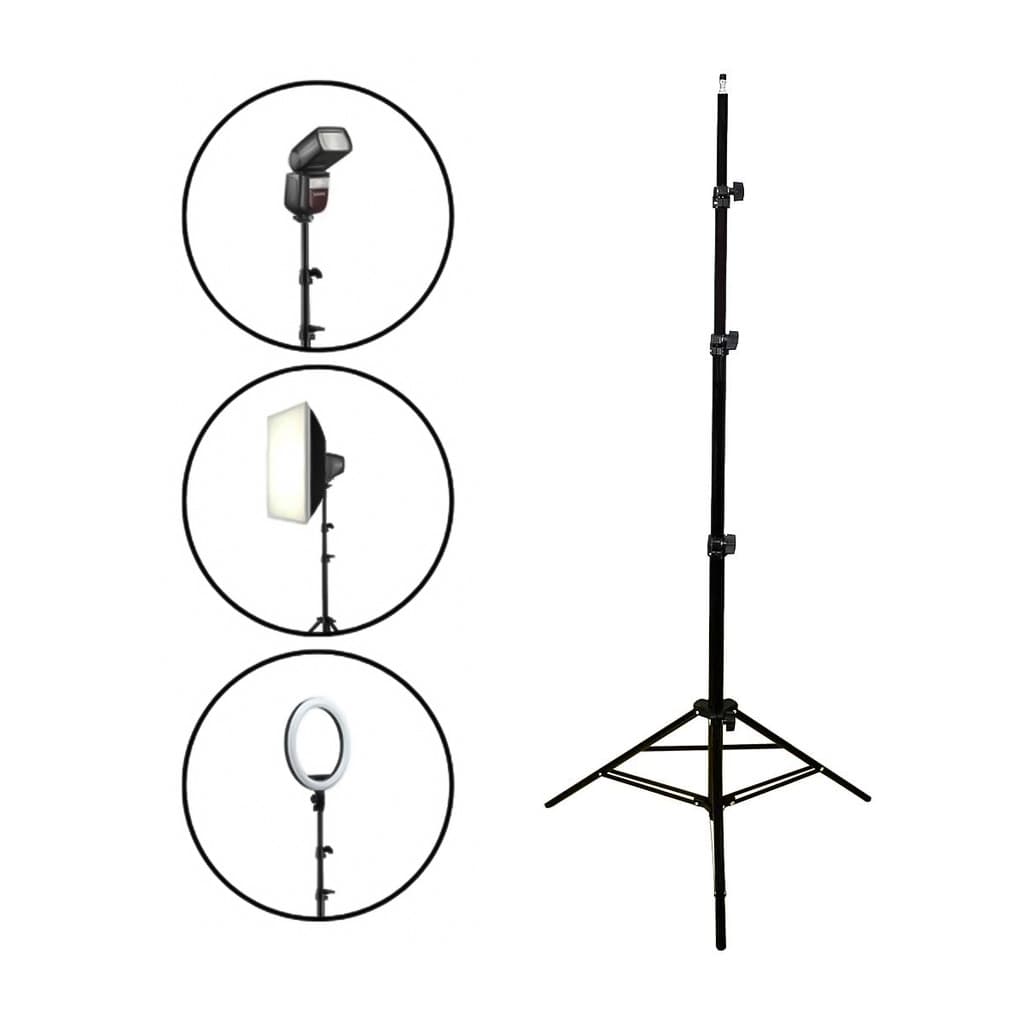 Tripé Universal Reforçado e Resistente TudoPraFoto 2,6m Para Ring Light, Luzes e Tochas
