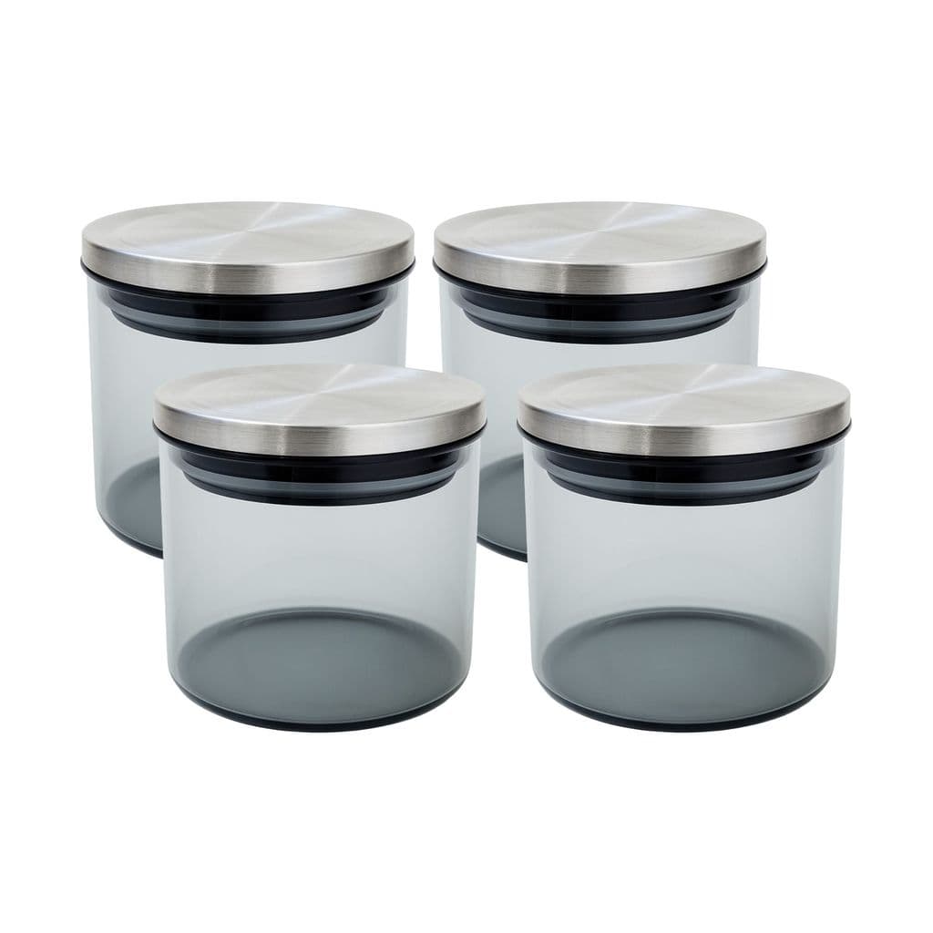 Kit 4 Pote de Vidro 10x9CM 430ML Tampa Metálica Hermética Porta Mantimentos