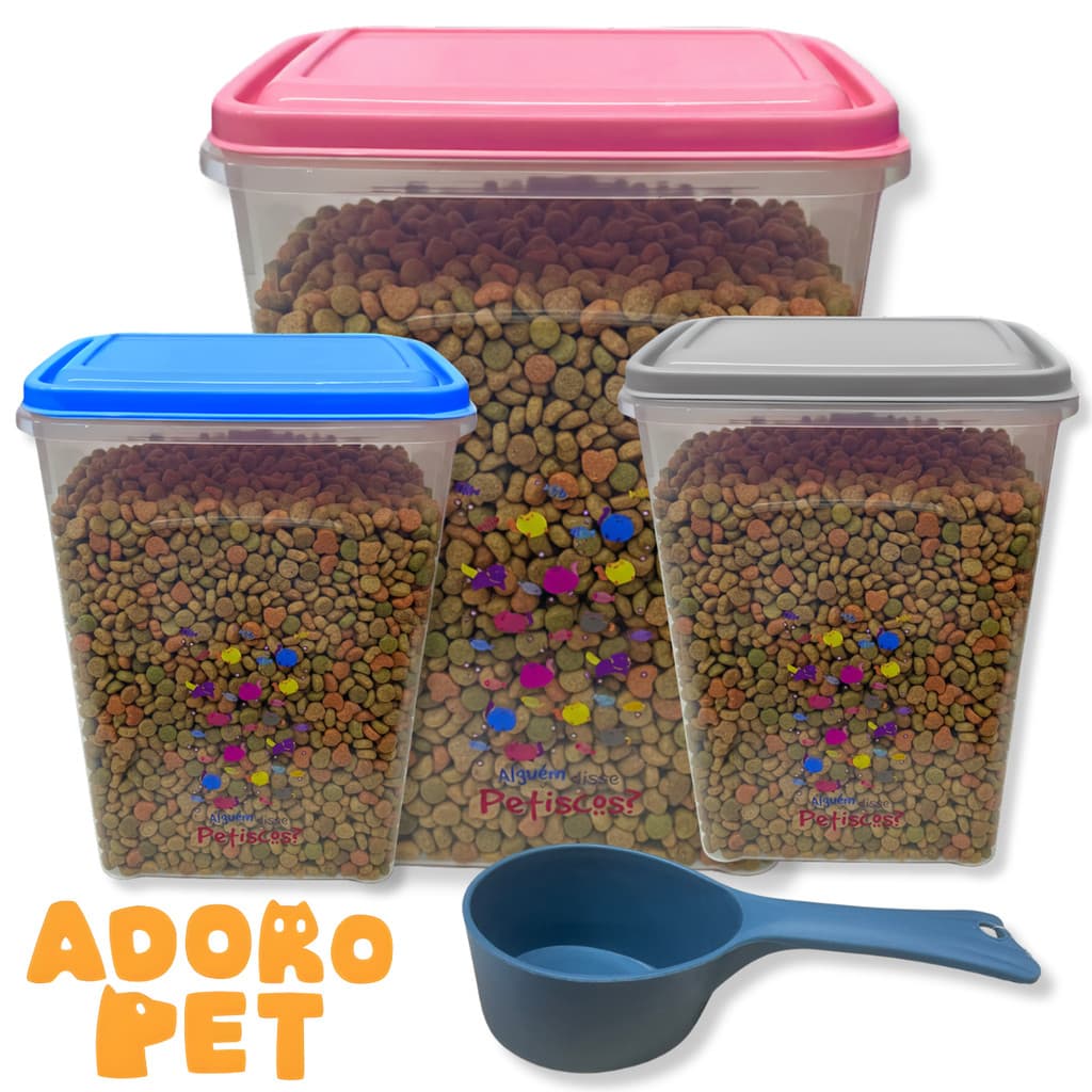 Pote Hermético 1,75L Para Ração ou Snacks de Gato Tampa Vedada