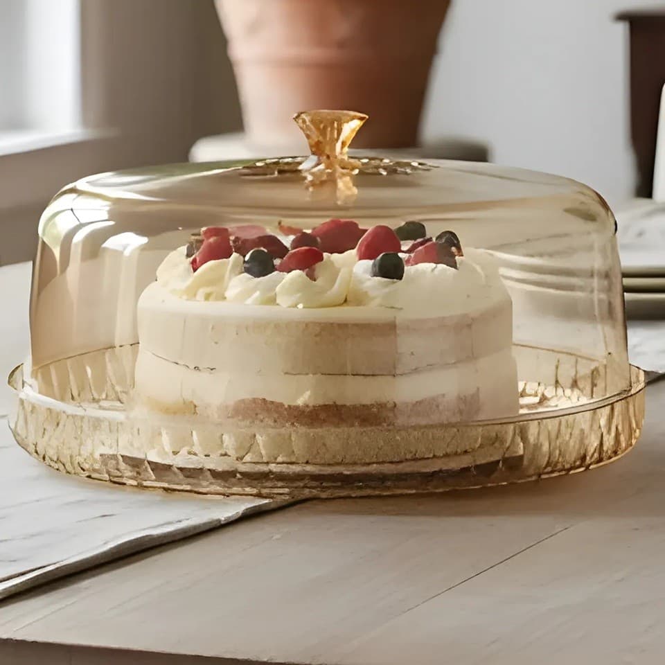 Boleira Tampa Plasútil Prato Porta Bolo Torta Borda Alta Citrino
