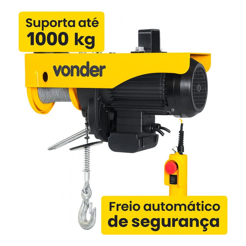 Guincho Elétrico Vonder Gev 1000 1000kg C/ Polia