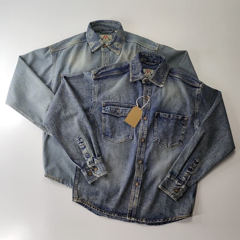 Gola caju flor bordado Design sentido britânico Retro Denim camisa masculina outono na moda All-Match jaqueta manga long