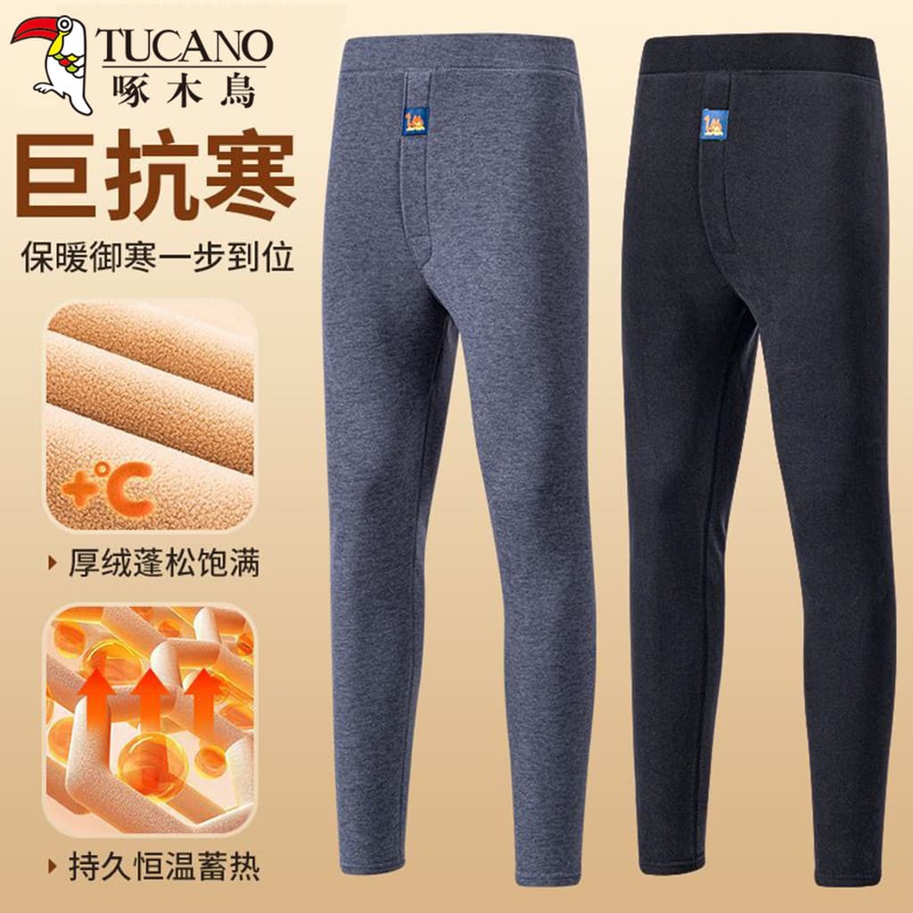 Woodpecker inverno camelo veludo calças térmicas masculinas forro de lã engrossado cintura alta à prova de frio estirame