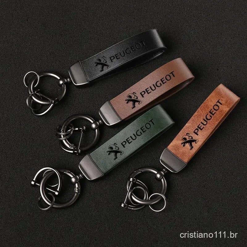 Para Peugeot 107 206 208 308 307 207 208 407 508 2008 3008 Chaveiro de Carro de Luxo em Couro Genuíno