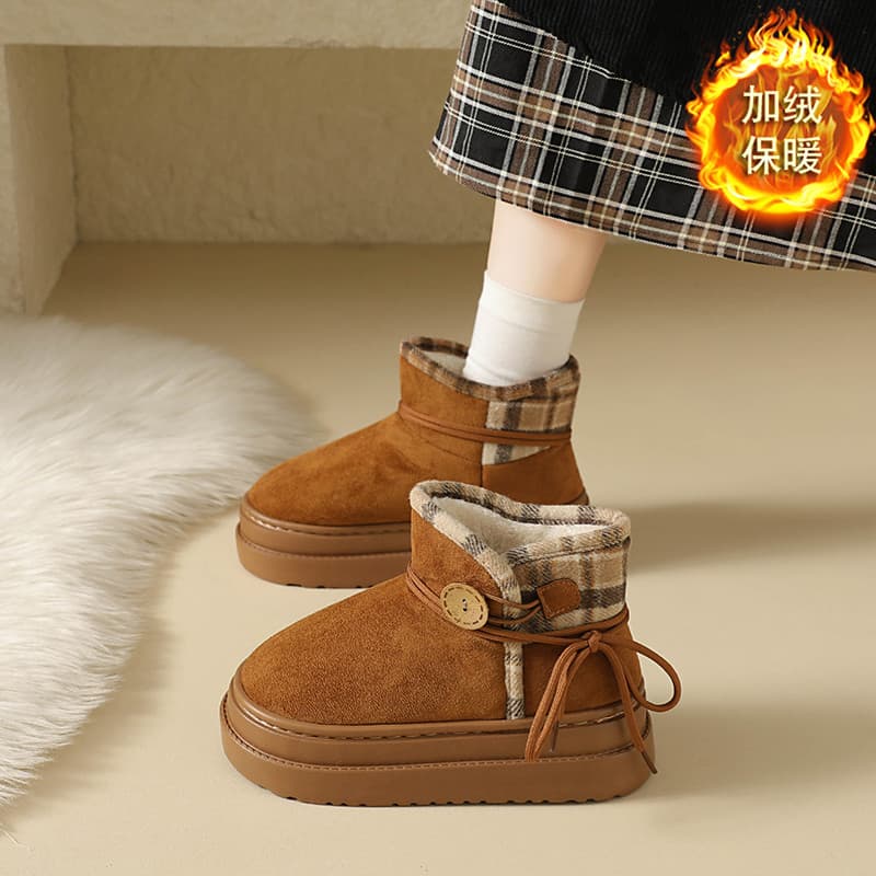 Botas de neve de sola grossa feminina 2026 inverno novo estilo All-Match velo engrossado botas curtas femininas antiderr