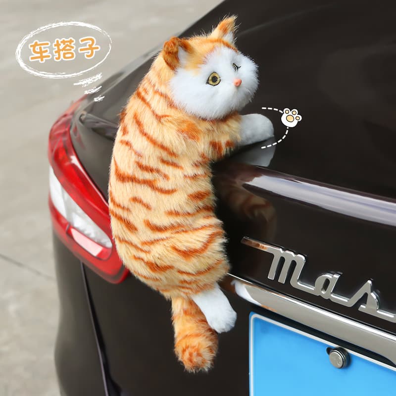 Gato carro cauda pingente tronco exterior cauda ornamentos boneca bonito deitado postura motocicleta decoração boneca ma