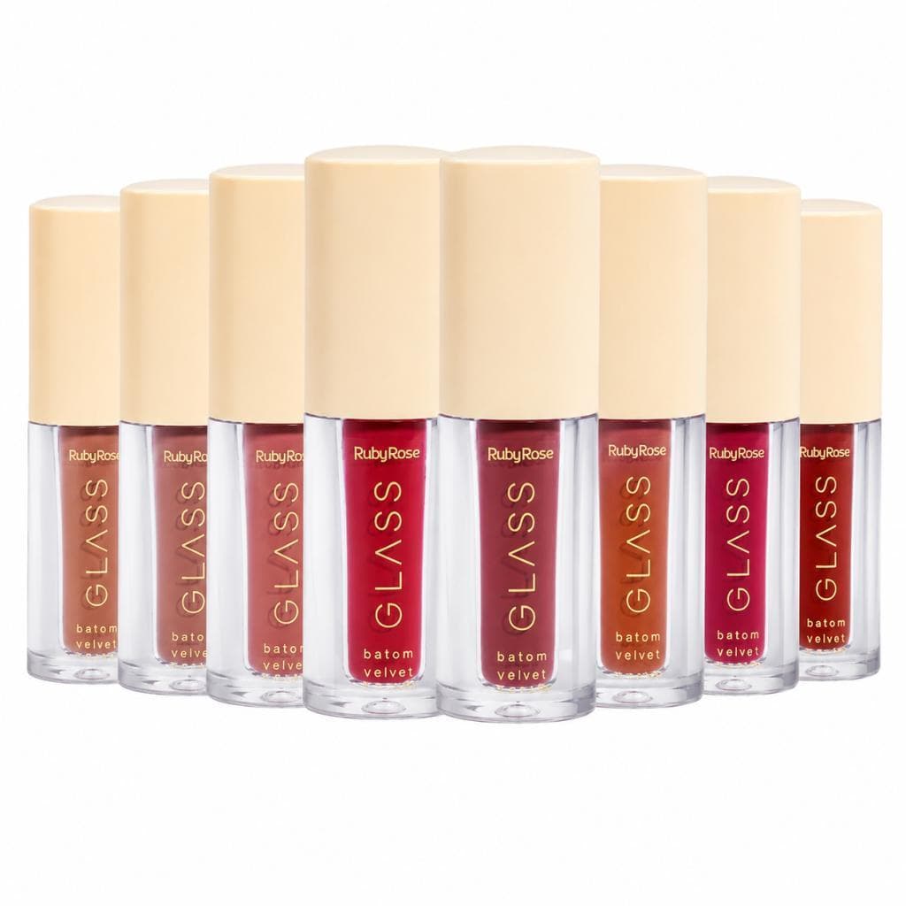 BATOM LÍQUIDO GLASS VELVETY ALTA COBERTURA MATTE RUBY ROSE