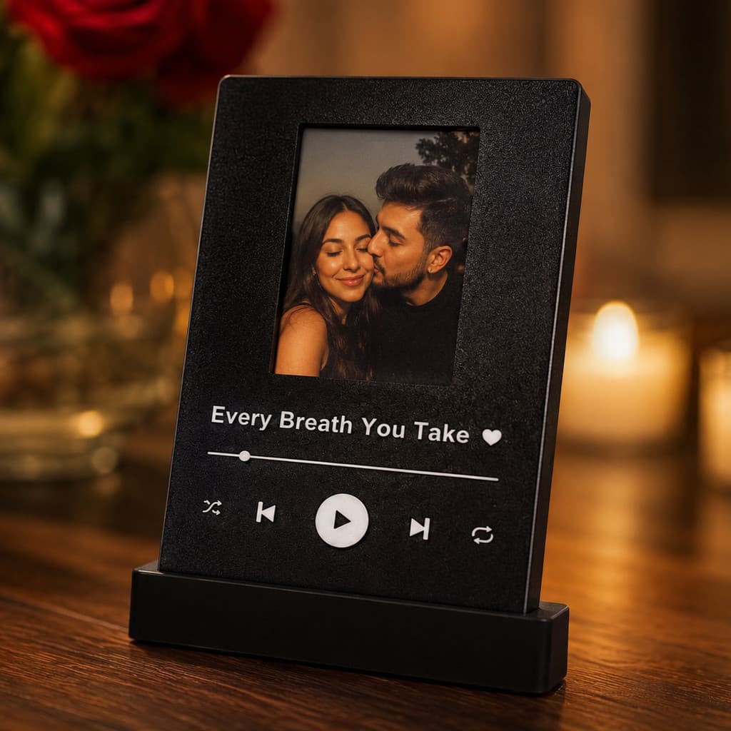 Porta Foto Musical Personalizado Com Base Decorativa Presente Romântico Criativo Para Casal e Namorados