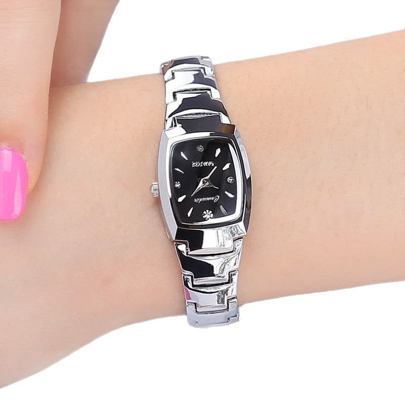 Relógio de aço de tungstênio feminino à prova d'água temperamento simples relógio feminino mostrador pequeno relógio de