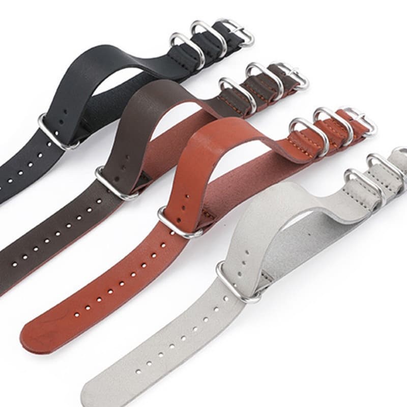 Nova Pulseira De Couro De Vaca Nato 18mm 20mm 22mm 24mm Zulu Vintage Engrossar Relógio Artificial Com Cinco