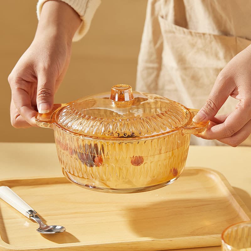 Tigela doméstica 2025 novo estilo pote de vidro de alto valor dormitório estudantil tigela de macarrão instantâneo tigel