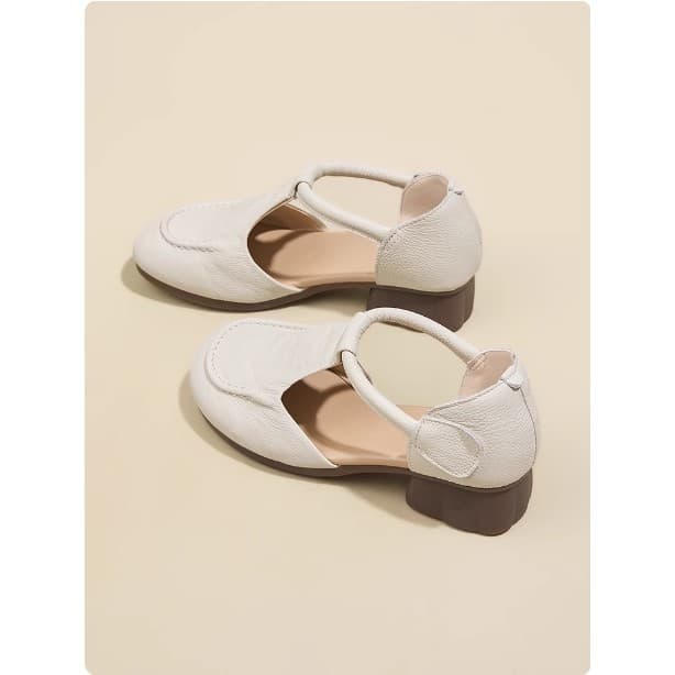 Couro genuíno Retro Baotou sandálias femininas 2025 novo estilo verão All-Match sola macia sapatos de couro de salto gro