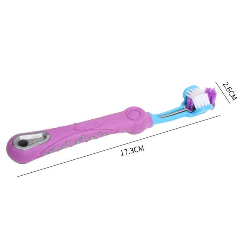Escova de Dentes para Animais de Estimação de Três Lados, Escova de Dentes Multiângulo de Três Cabeças para Limpeza de D