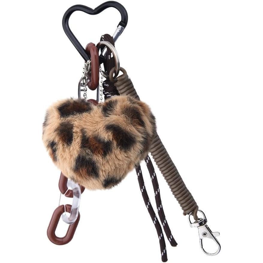 Bonito yaozeio Marrom Rosa Leopardo Saco Encantos Para Bolsas De Pelúcia Coração Chaveiro Bolsa Corda Charme Fluzzy Moch