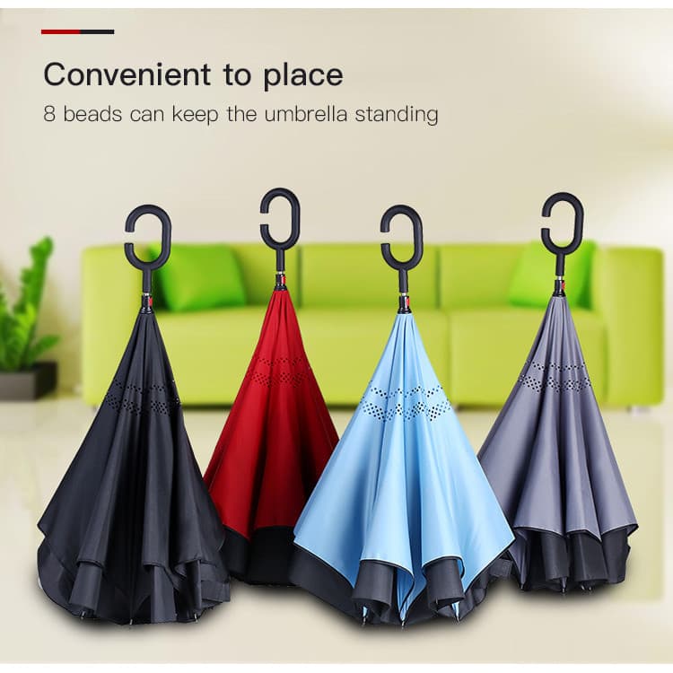 [Double Layer Protection] Windproof Reversible Umbrella for Rain or Shine/Hands-Free/Car-Friendly Design