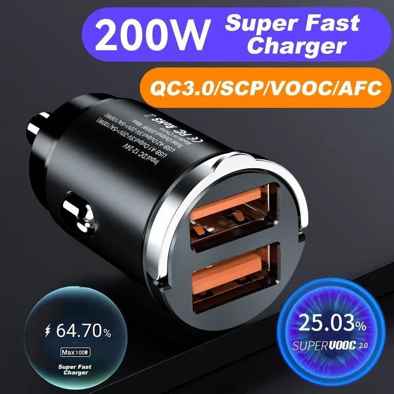 Mini 200W PD QC Pull Ring Carregador De Carro De Carregamento Rápido Adaptador USB C Para iPhone 13 12 Xiaomi Samsung Hu