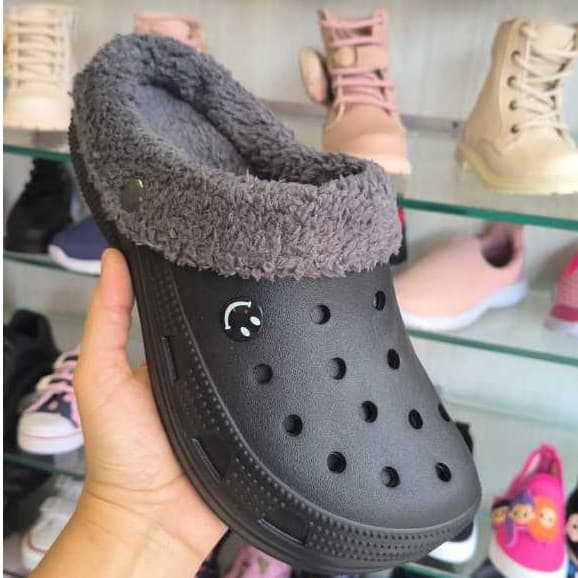 Babuche Forrado Masculino/Unissex Pelúcia Grafite Conforto Inverno