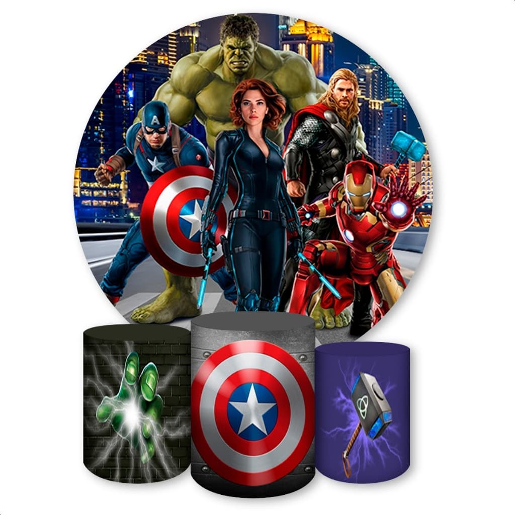 Kit Capa Painel + Trio Capas de Cilindros Sublimado Tema Diversos Vinga.