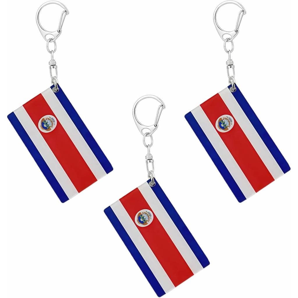Chaveiro com Bandeira da Costa Rica - Chaveiros com Bandeiras Costarriquenhas para Homens e Mulheres - Chaveiros de Acrí
