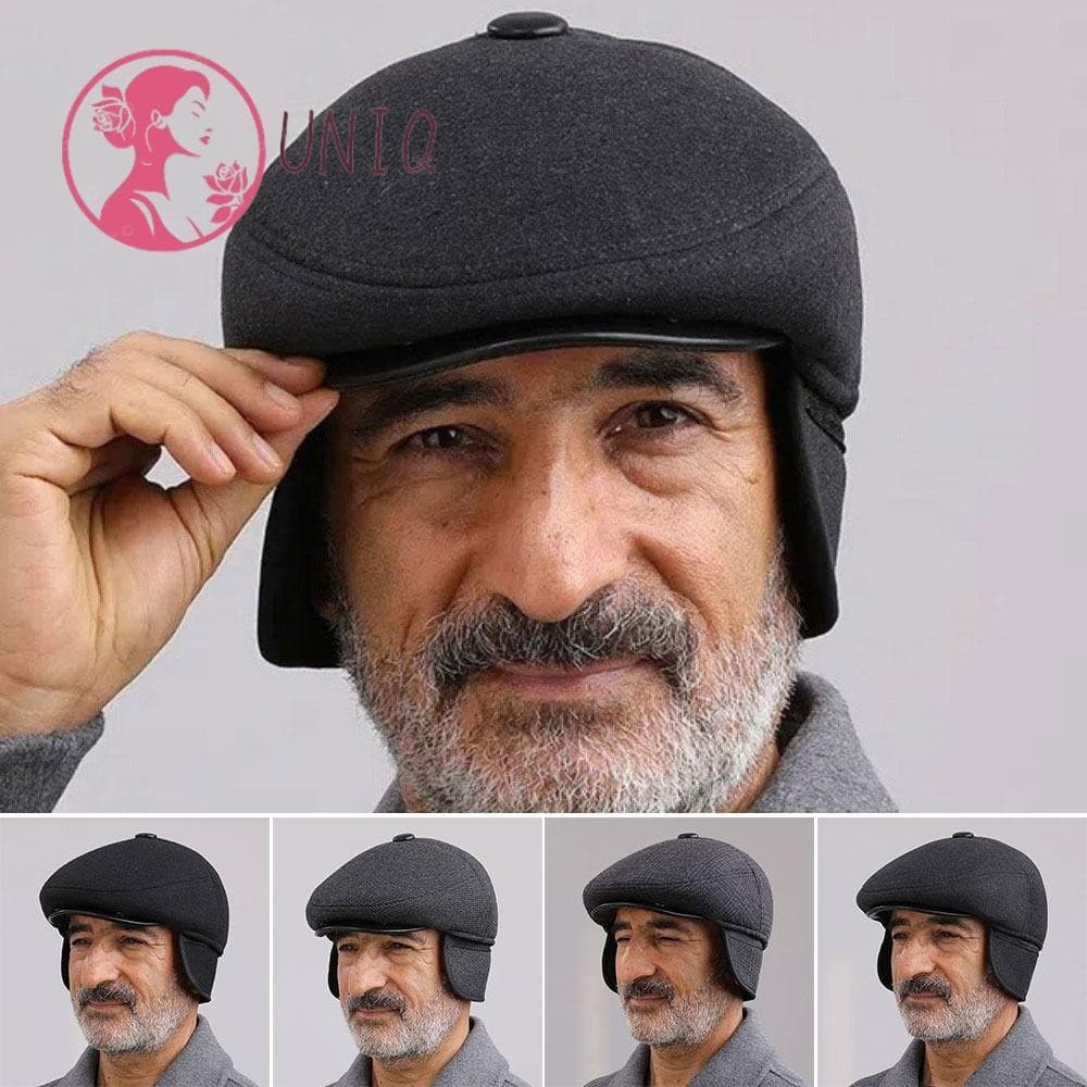 Boinas Masculinas UNIQ , Boné Grosso Para Manter O Calor , Qualidade Com Aba De Orelha , Boina De Meia Idade Masculina