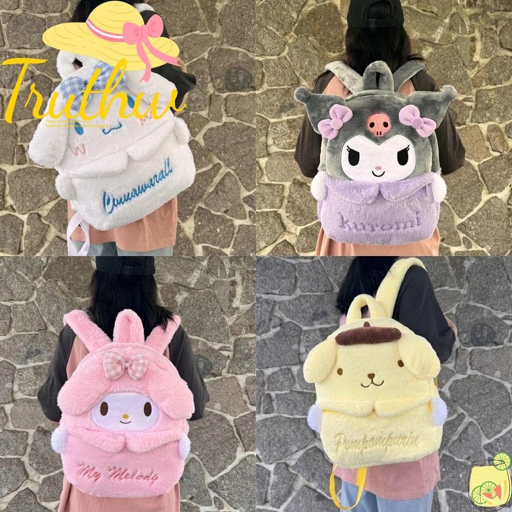 Bolsa De Ombro TRUTHW , Mochila Sanrio Kuromi , Bolsas Peludas De Pelúcia De Desenho Animado De Grande Capacidade Para V