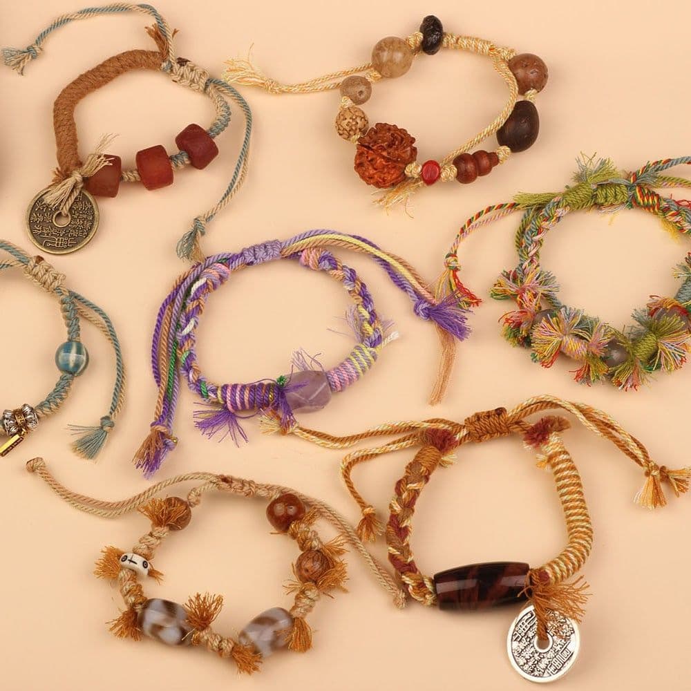 Estilo étnico Original Retro mão-tecido gastar dinheiro pulseira nicho Design simples moda masculina feminina pulseira