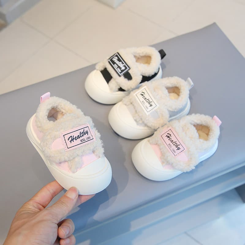W inverno velo-velo quente meninos meninas crianças sapatos de algodão à prova de chute Anti-deslizamento crianças sapat