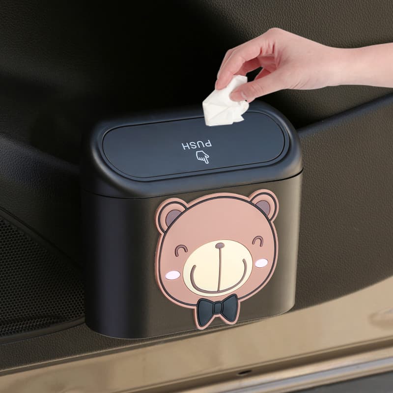 Criativo lata de lixo do carro suprimentos interiores do carro dos desenhos animados pendurado porta armazenamento Bin t