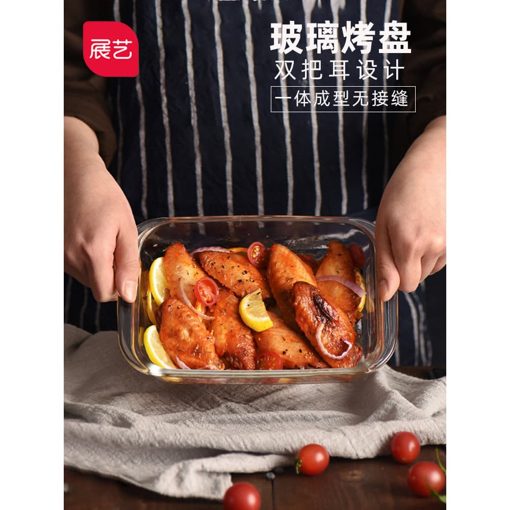 Assadeira de vidro resistente ao calor Zhanyi Forno retangular/quadrado Microondas disponível Salada de macarrão de arro