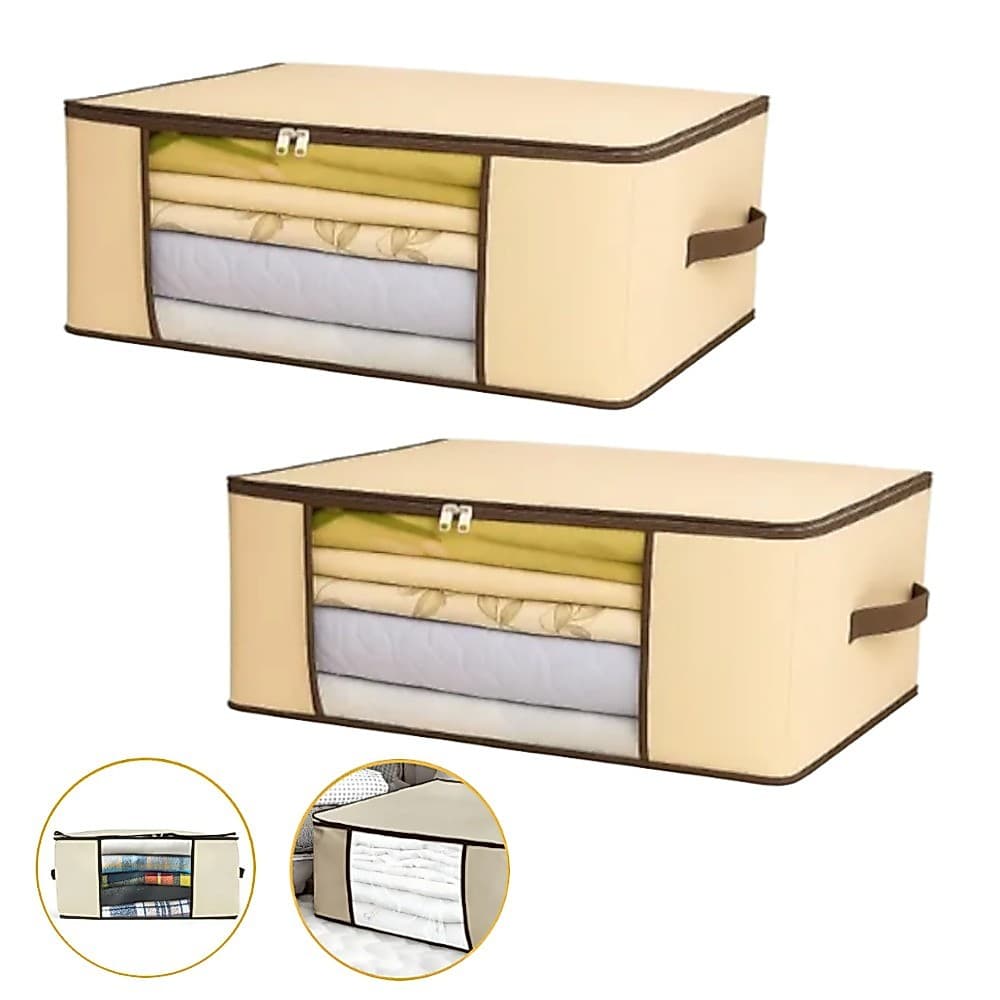 Kit Organizador Edredom Lençol 2 Peças Para Guarda-Roupas 45x45x20cm Multiuso
