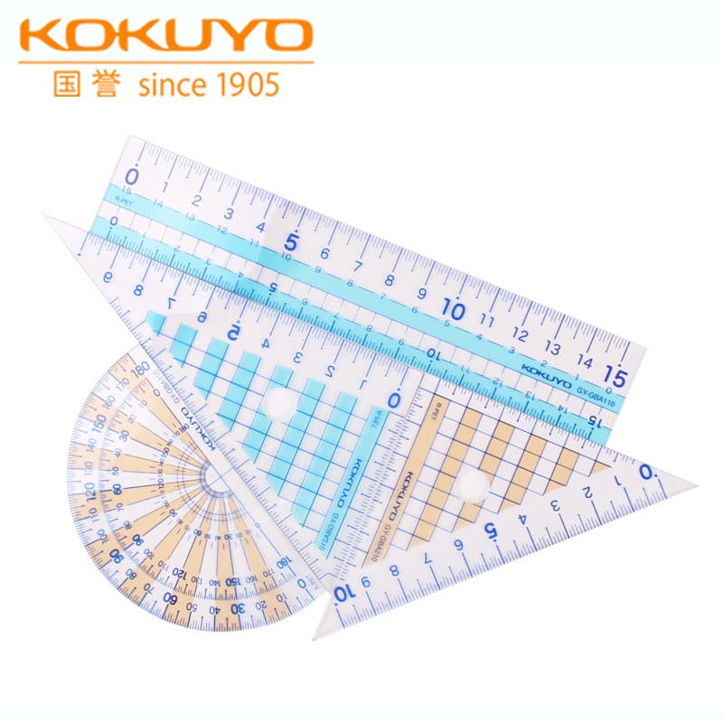 Japão Japão Japão KOKUYO KOKUYO Conjunto de régua GY-GBA501 Multifuncional Transparente Transferidor Régua de plástico 1