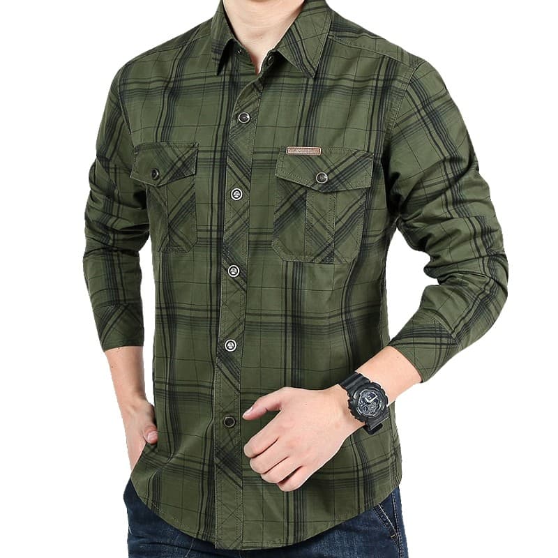2025 outono meia-idade jovem camisa de manga comprida xadrez masculino puro algodão Casual tamanho grande solto
