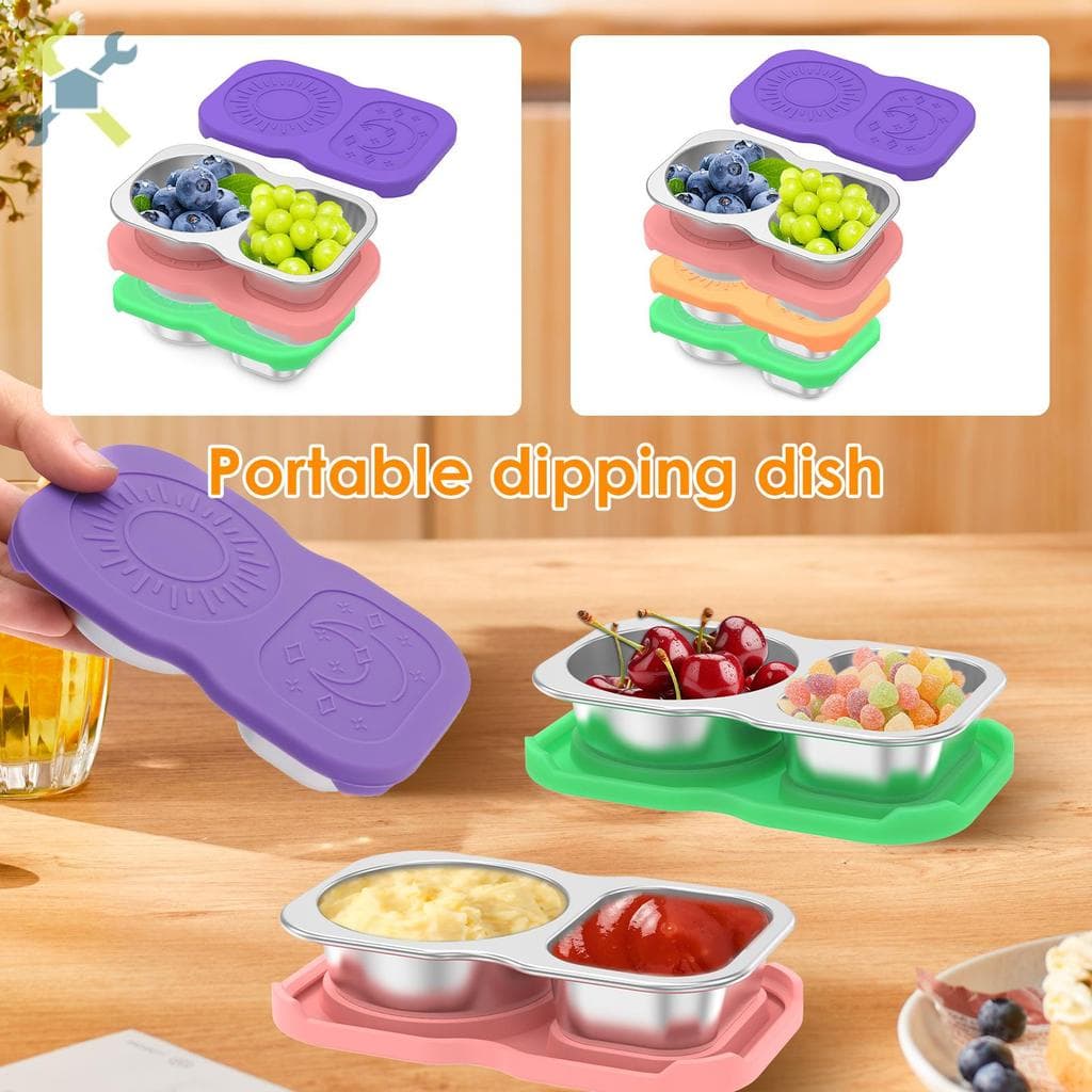 3/4 Pçs De Aço Inoxidável Salada Molho Recipiente Reutilizável Lanche Para Viagens Escritório Piquenique SHOPTKC8799