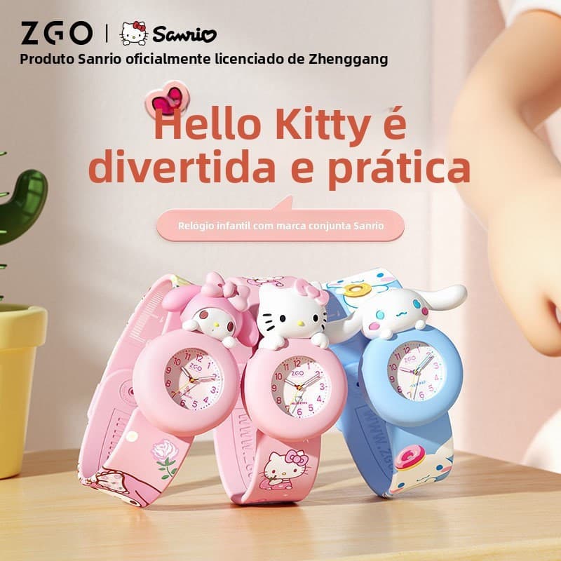 Relógio infantil Sanrio (modelo feminino), relógio de quartzo para jardim de infância, relógio de brinquedo Hello.