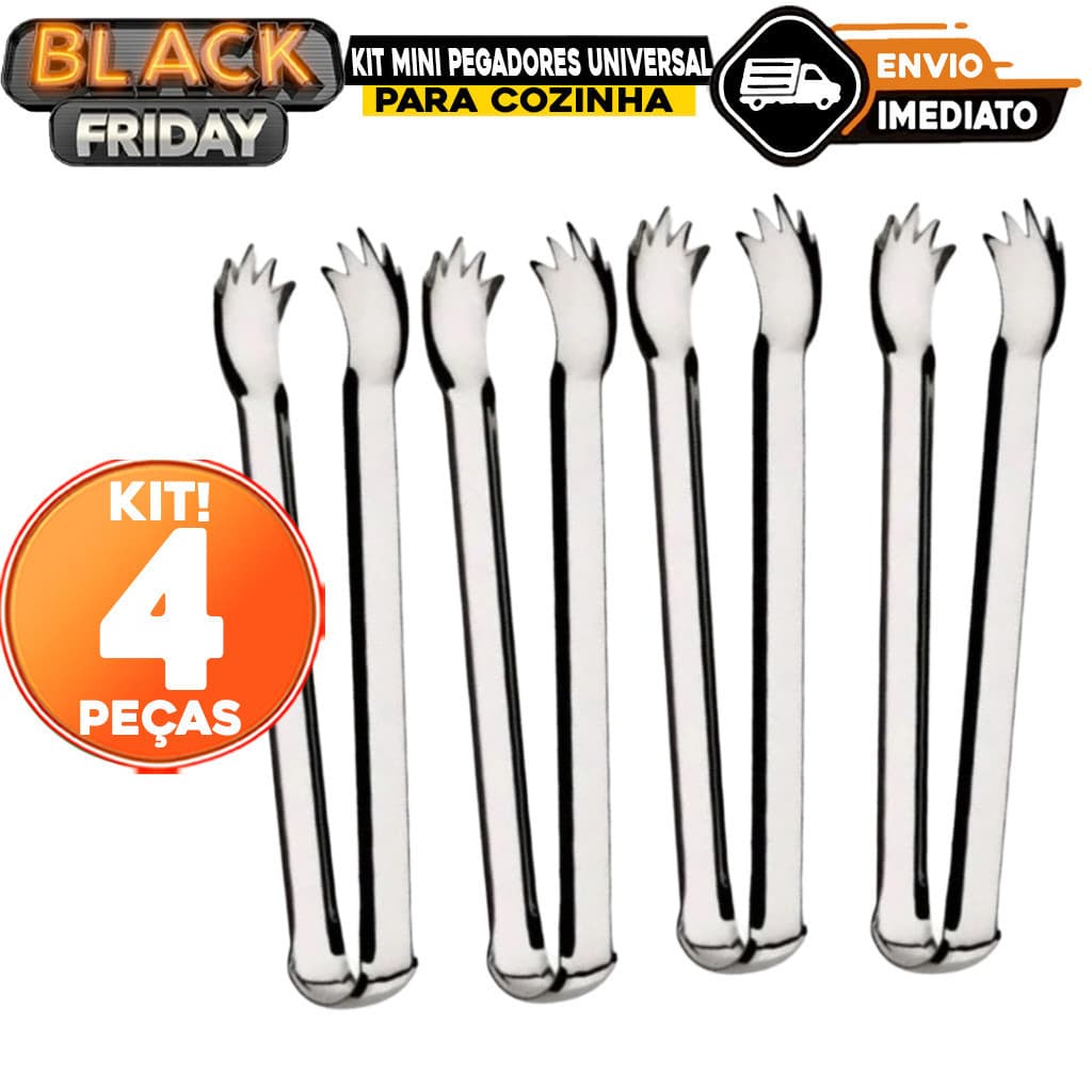 Kit Mini Pegador Pegadores Universal De Carne 12,5cm Churrasco Gelo Para Cozinha Inox Multiuso