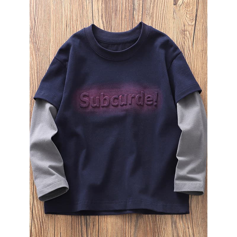 Elegante confortável meninos primavera outono férias duas peças de manga comprida camiseta ~ crianças médio grande crian