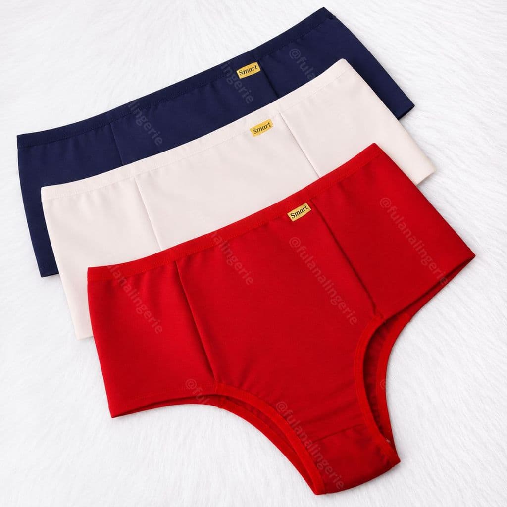Kit 5 Calcinha Cós Alto Lisa Pala Dupla Suplex Segura Barriga Pós Parto - Helena