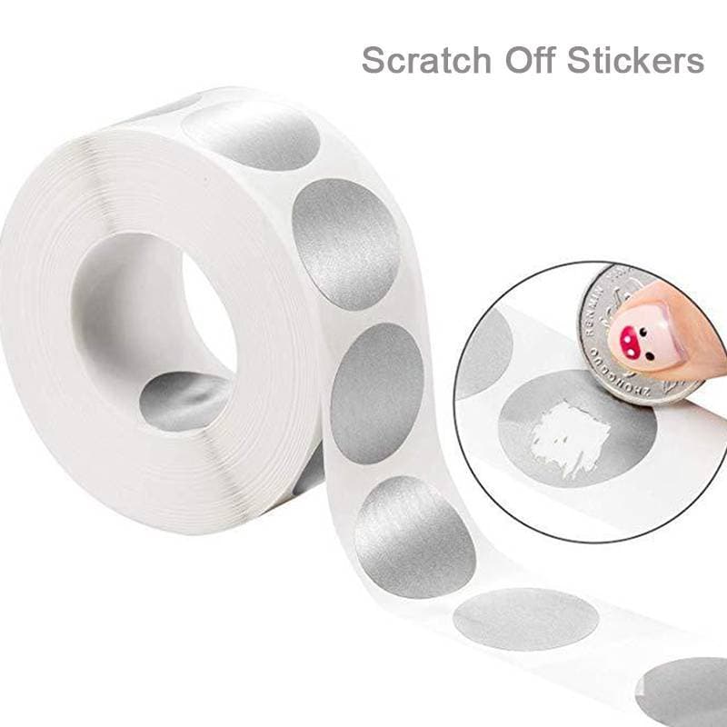 [yaoaa] 300pcs 2.5 Cm Redondo PVC Prata Raspar Etiquetas Stiers Gravata Jogos Promocionais Brinquedos COD