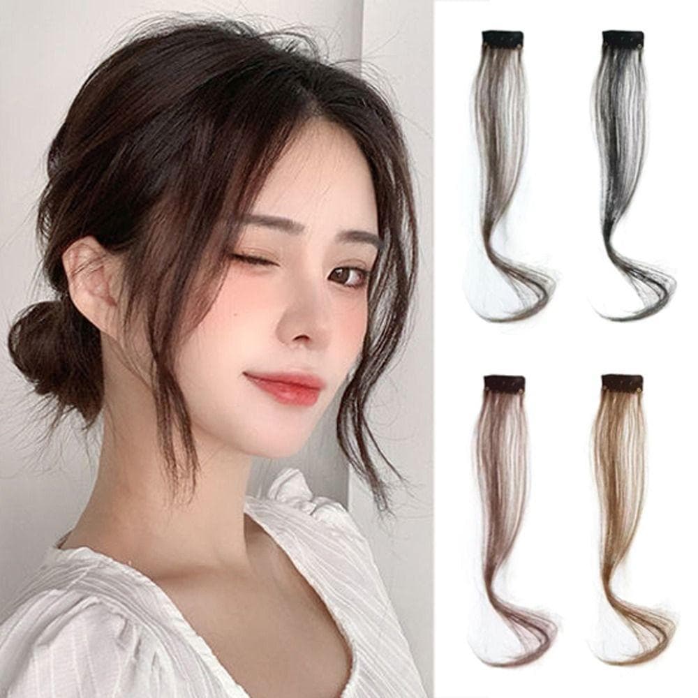 Franja Falsa , Extensões De Cabelo Sintético Encaracolado , Longa Lateral Frontal Invisível Sem Costura